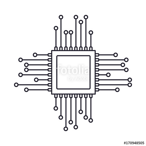 500x500 Microchip Icon Monochrome Silhouette On White Background Vector