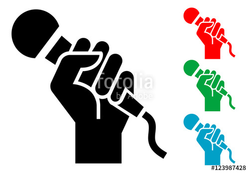 500x348 Icono Plano Mano Con Microfono Varios Colores Stock Image