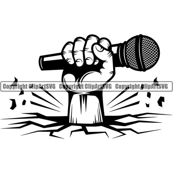 570x570 Microphone Logo Hand Holding Mic Singer Audio Sound Etsy
