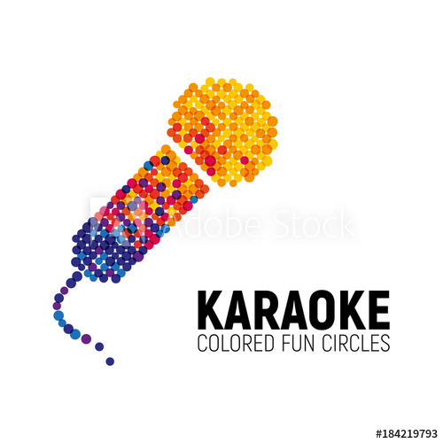 500x500 Microphone Logo Made With Color Circles Karaoke Logotype On White