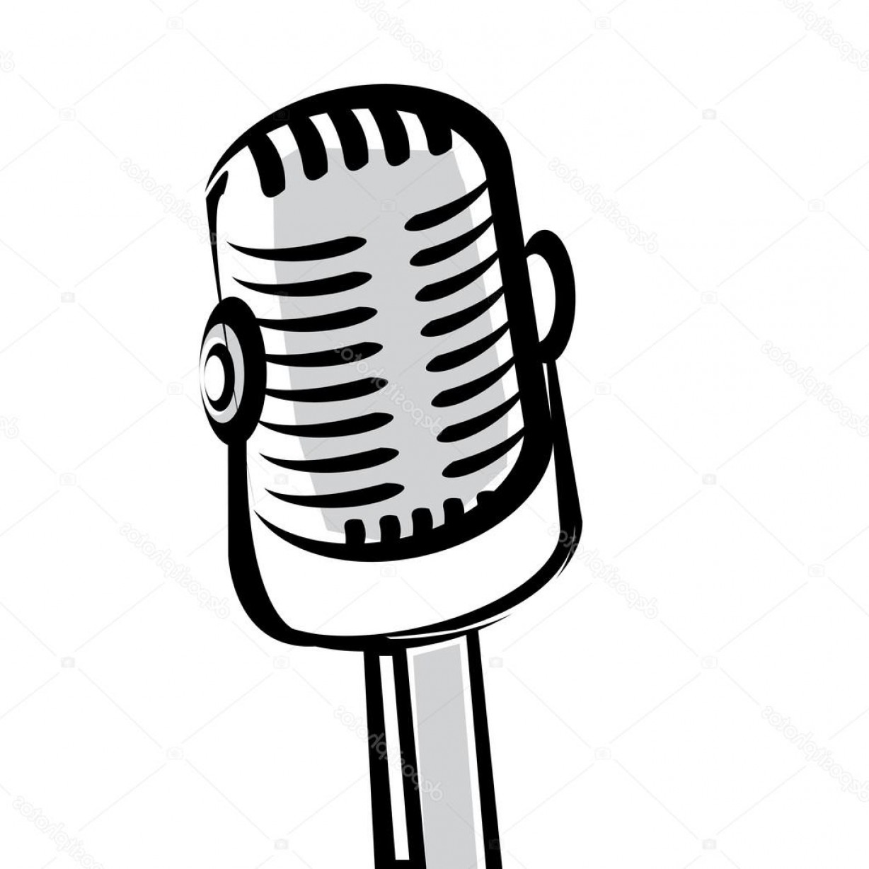 1228x1228 Stock Illustration Retro Microphone Silhouette Vector Illustration