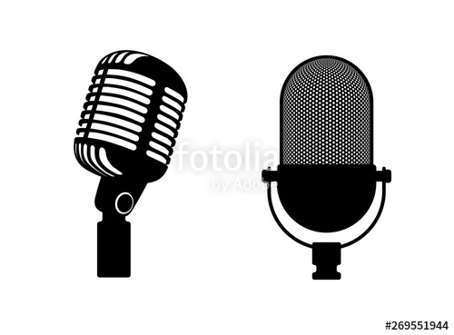 500x369 Two Retro Microphones Sign Silhouette Microphone Music Icon, Mic