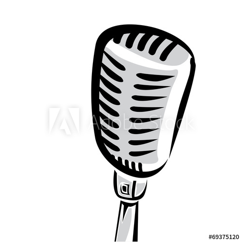 500x500 Retro Microphone Silhouette Vector Illustration