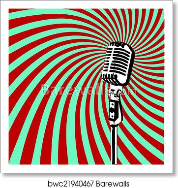 362x382 Retro Microphone Vector, Art Print Barewalls Posters Prints