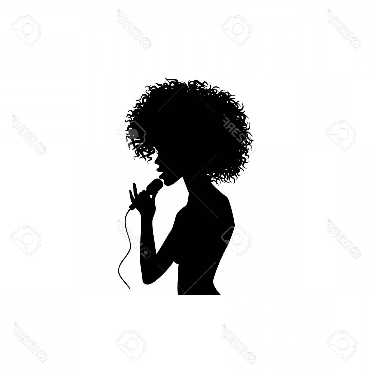 1560x1560 Photostock Vector Woman Afro Portrait Silhouette Singing