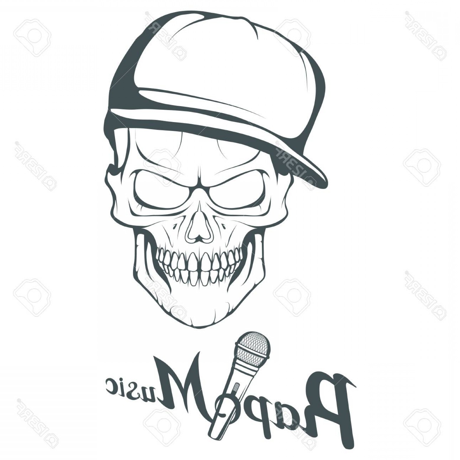 Photostock Vector Rap Music Logo Rapper Skull On White Background 1560x1560 Photostock Vector Rap Music Logo Rapper Skull On White Background