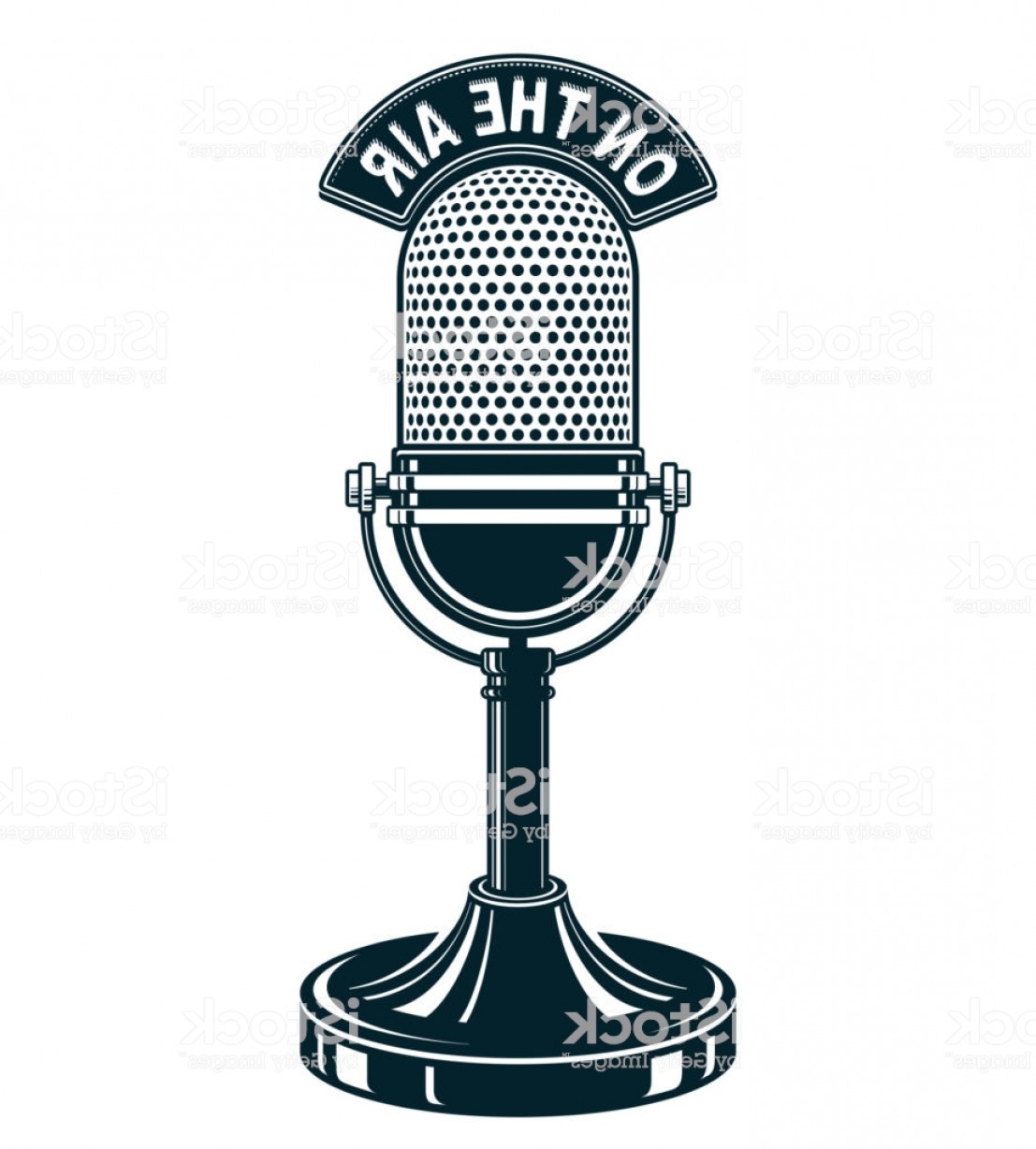 Retro Studio Microphone Vector Illustration Radio Broadcasting 1107x1228 Retro Studio Microphone Vector Illustration Radio Broadcasting