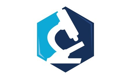 450x270 Microscope And Flask Logo Vector Illustration Royalty Free