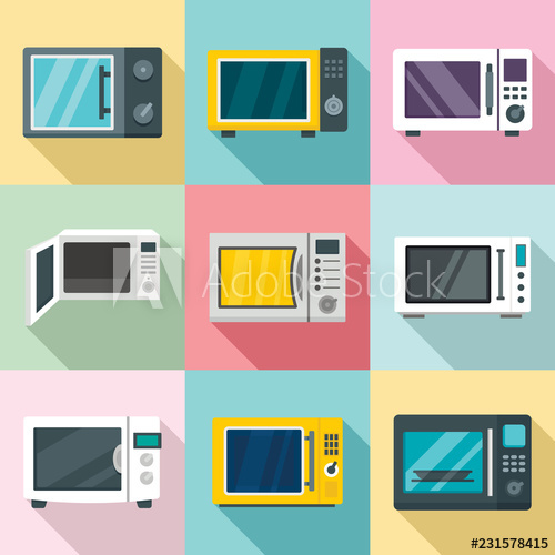 500x500 Microwave Icon Set Flat Set Of Microwave Vector Icons For Web