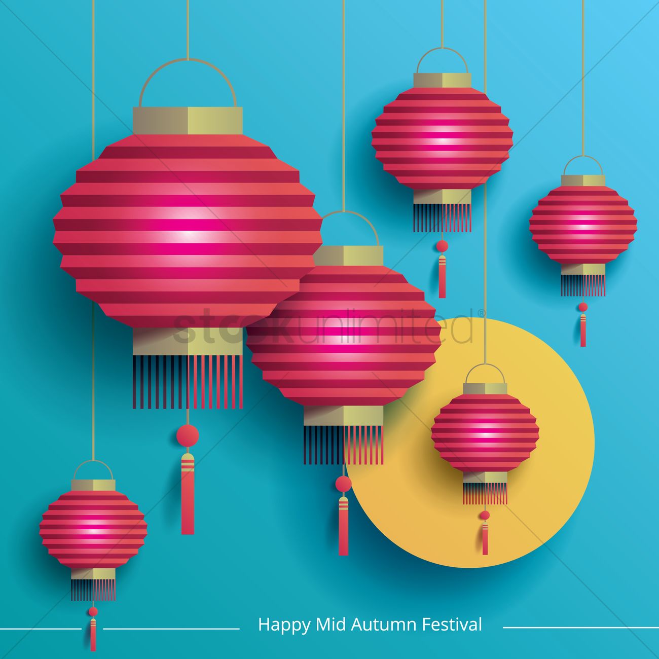 1300x1300 Happy Mid Autumn Festival Vector Image