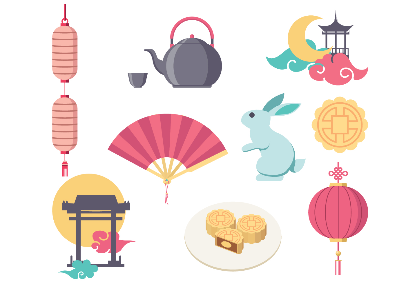 1400x980 Mid Autumn Festival Free Vector Art