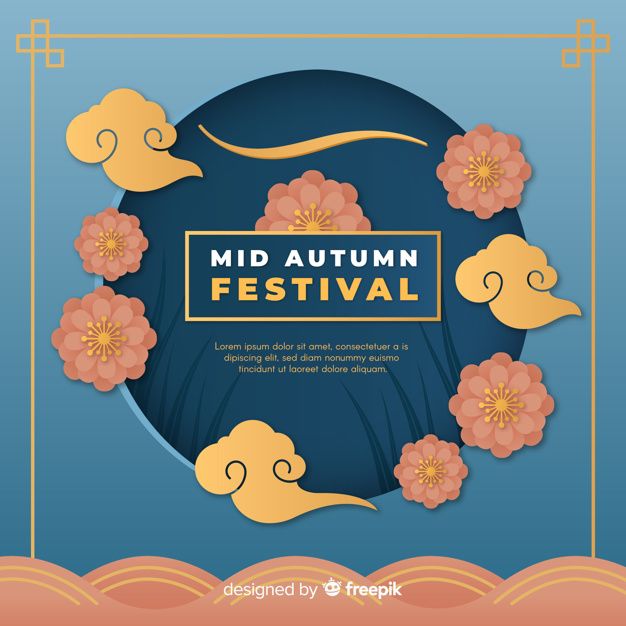 626x626 Mid Autumn Festival Composition With Paper Style Free Vector Mid