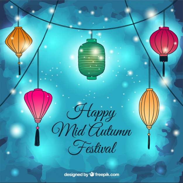626x626 Background With Colorful Lanterns For Mid Autumn Festival Vector