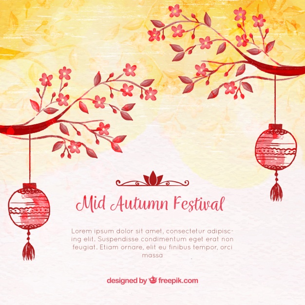 626x626 Background With Watercolors, Mid Autumn Festival Vector Free