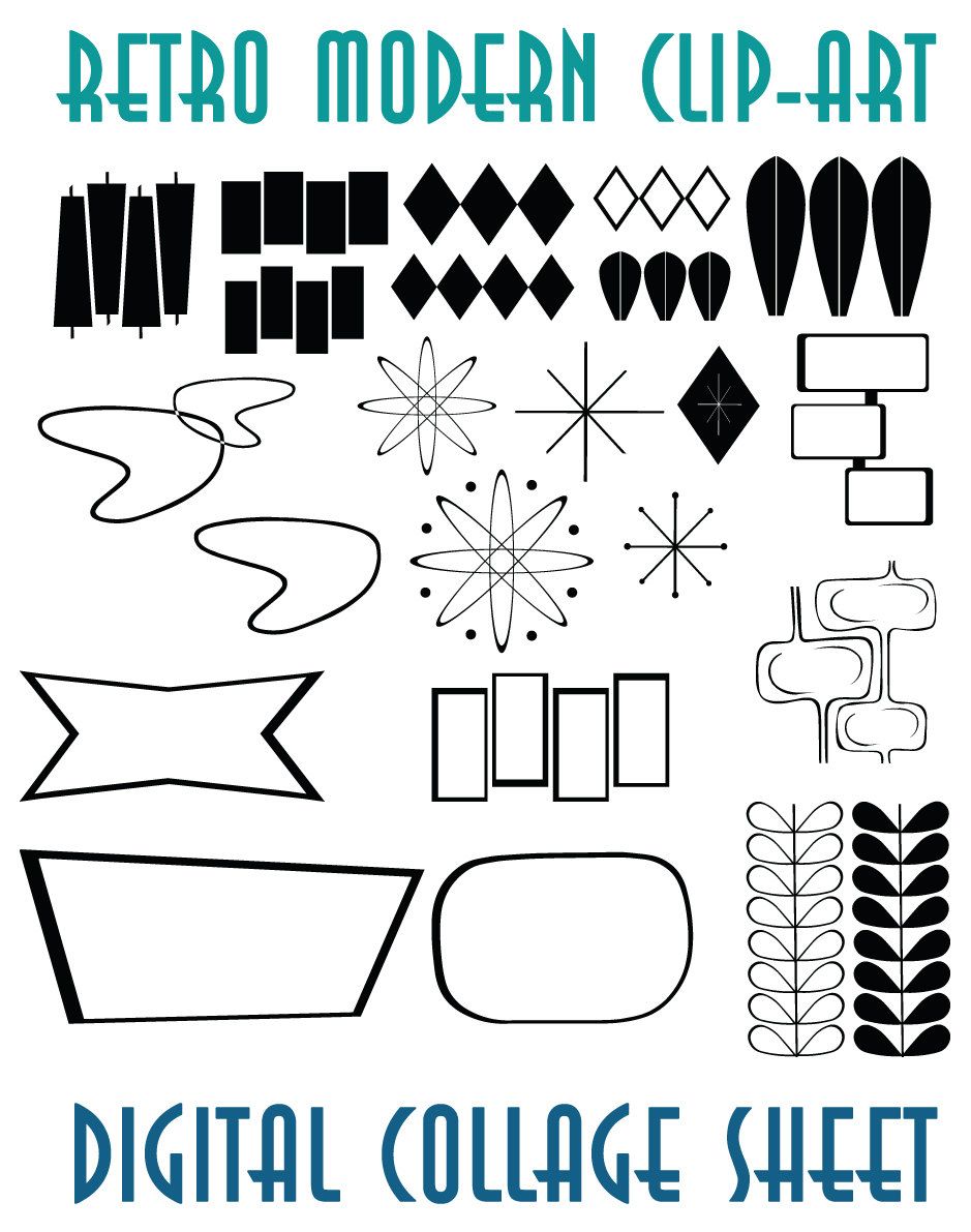 939x1191 Retro Mid Century Modern Clip Art Instant Download Scrapbook