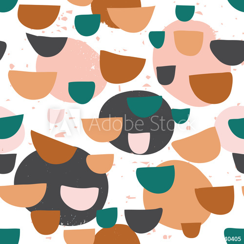 500x500 Trendy Seamless Pattern Of Geometric Shapes And Doodles Colorful