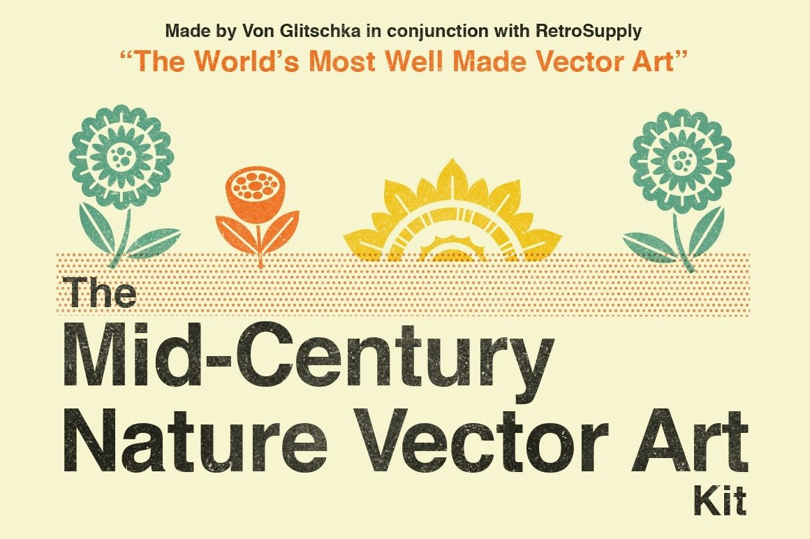 1160x772 The Mid Century Nature Vector Art Kit