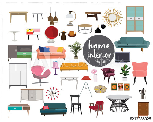 500x398 Vector Interior Design Elements Furniture Mid Century Modern