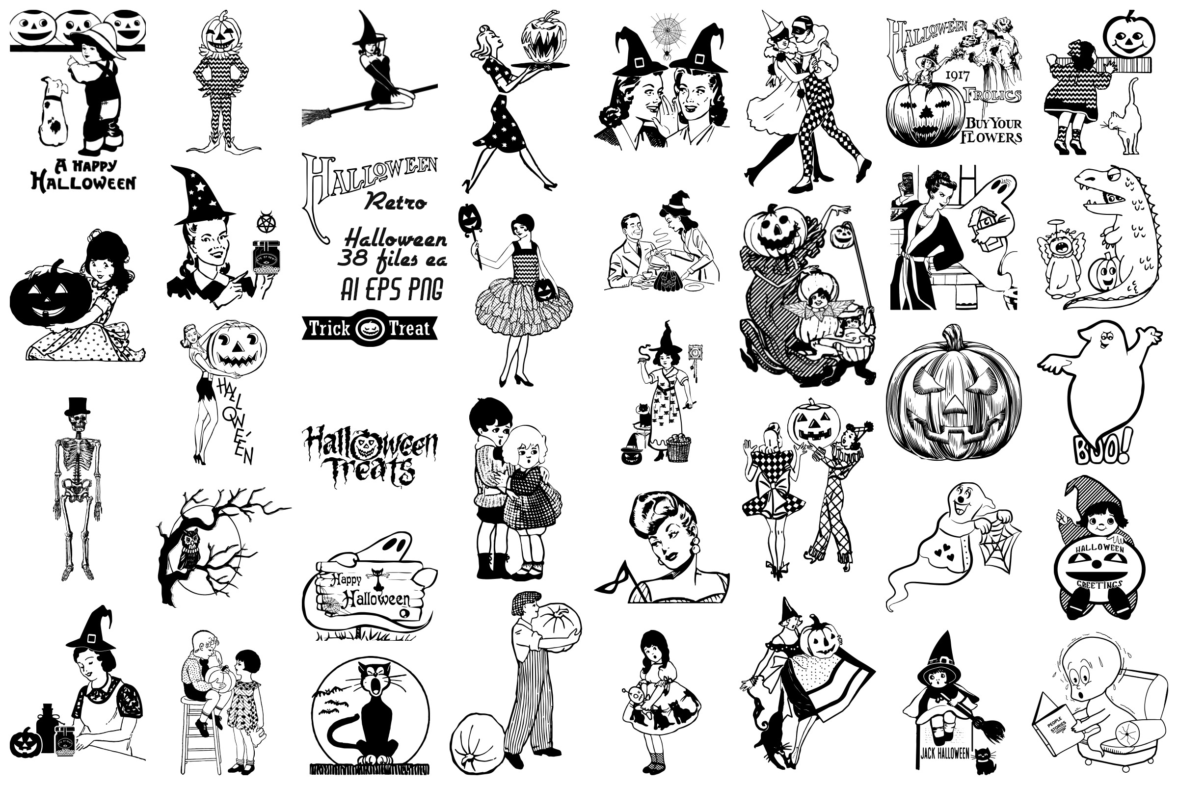 2400x1600 Halloween Mid Century Atomic Age Vector