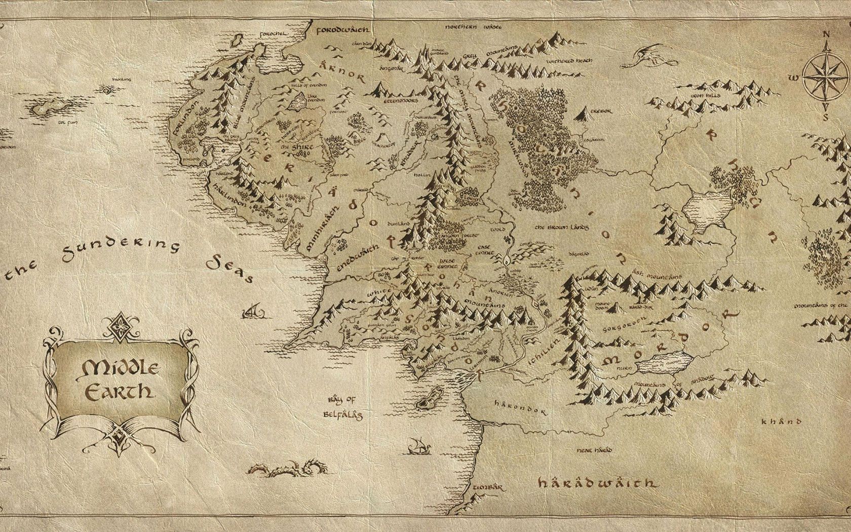 1680x1050 Lord Of The Rings Map Because Everyone Should Have A Copy Of It