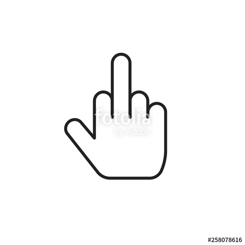 500x500 Middle Finger Icon Vector, Thin Line Outline Style Middle Thumb