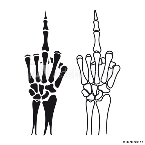 500x500 Skeleton Hand Shows Middle Finger Vector Silhouette And Line