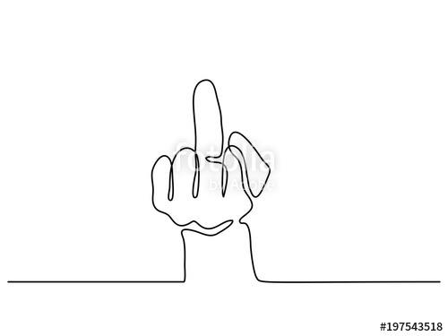 500x375 Continuous Line Drawing Hand Showing Middle Finger Vector