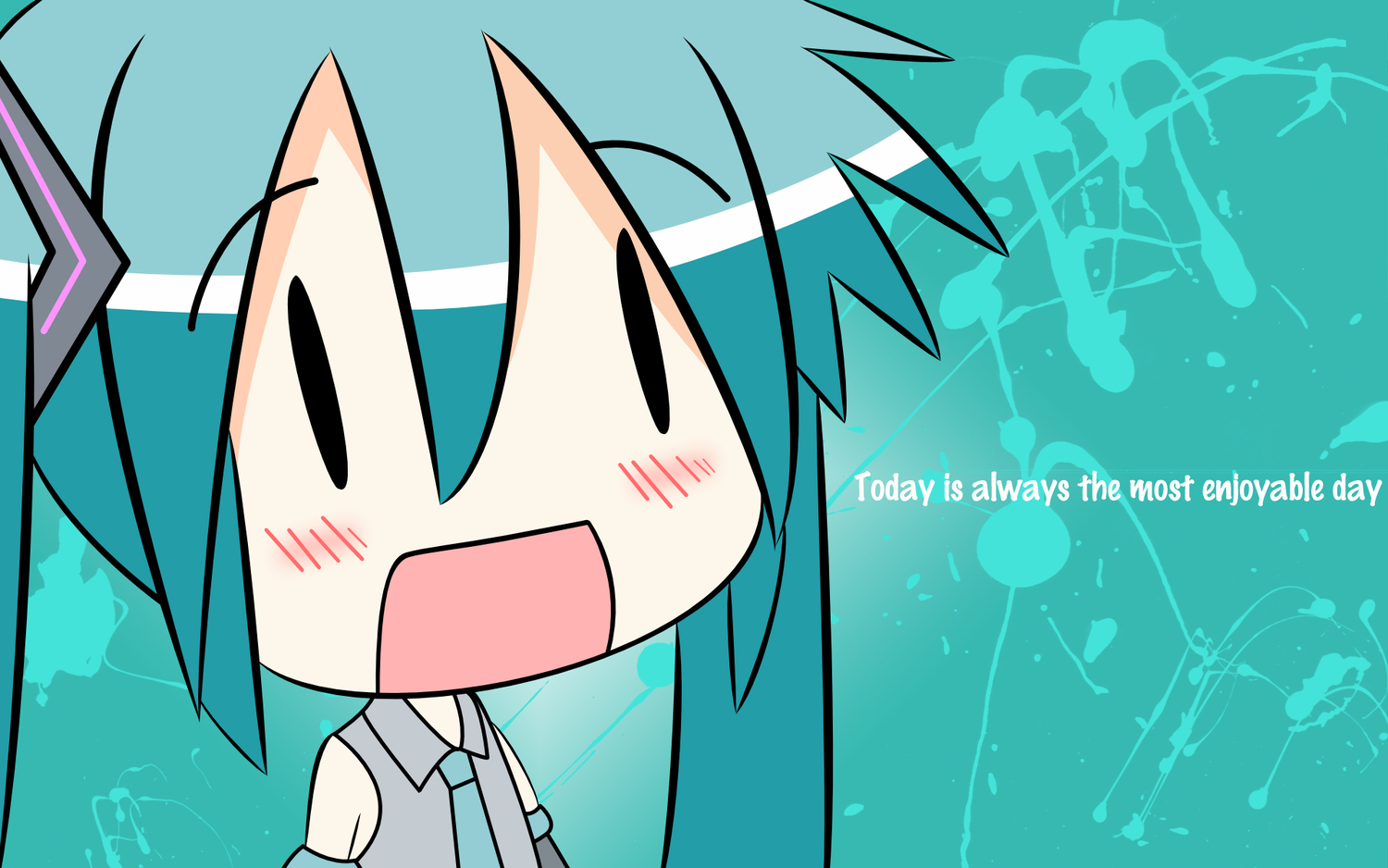 1500x938 Aqua Hair Chibi Miku Vector Vocaloid