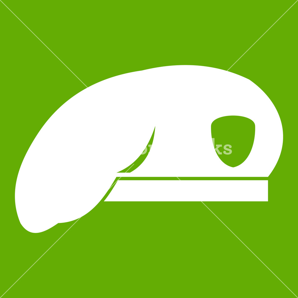 1000x1000 Military Beret Icon White Isolated On Green Background Vector