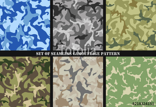 500x341 Set Of Multicam Camouflage Seamless Patterns Military Background