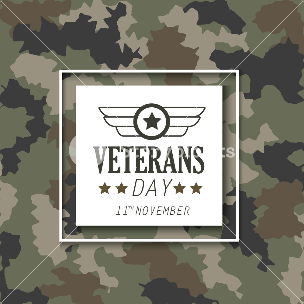 1000x1000 Veterans Day With Emblem Over Military Cloth Background Vector
