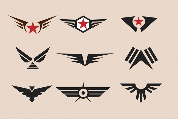 600x402 Military Badges Collection Design With Vintage Style Free Vector