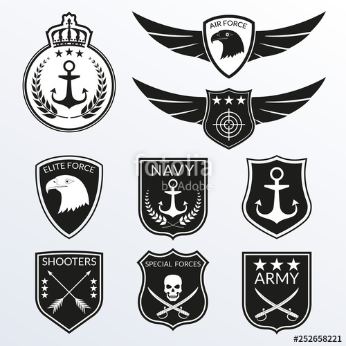 500x500 Army And Military Badge And Logo Set Air Force Emblem With Wings