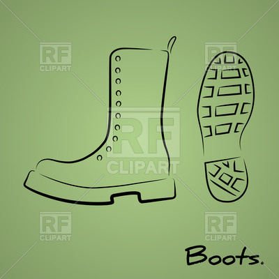 400x400 Hand Drawn Stylized Military Boot With Shoeprint Vector Image