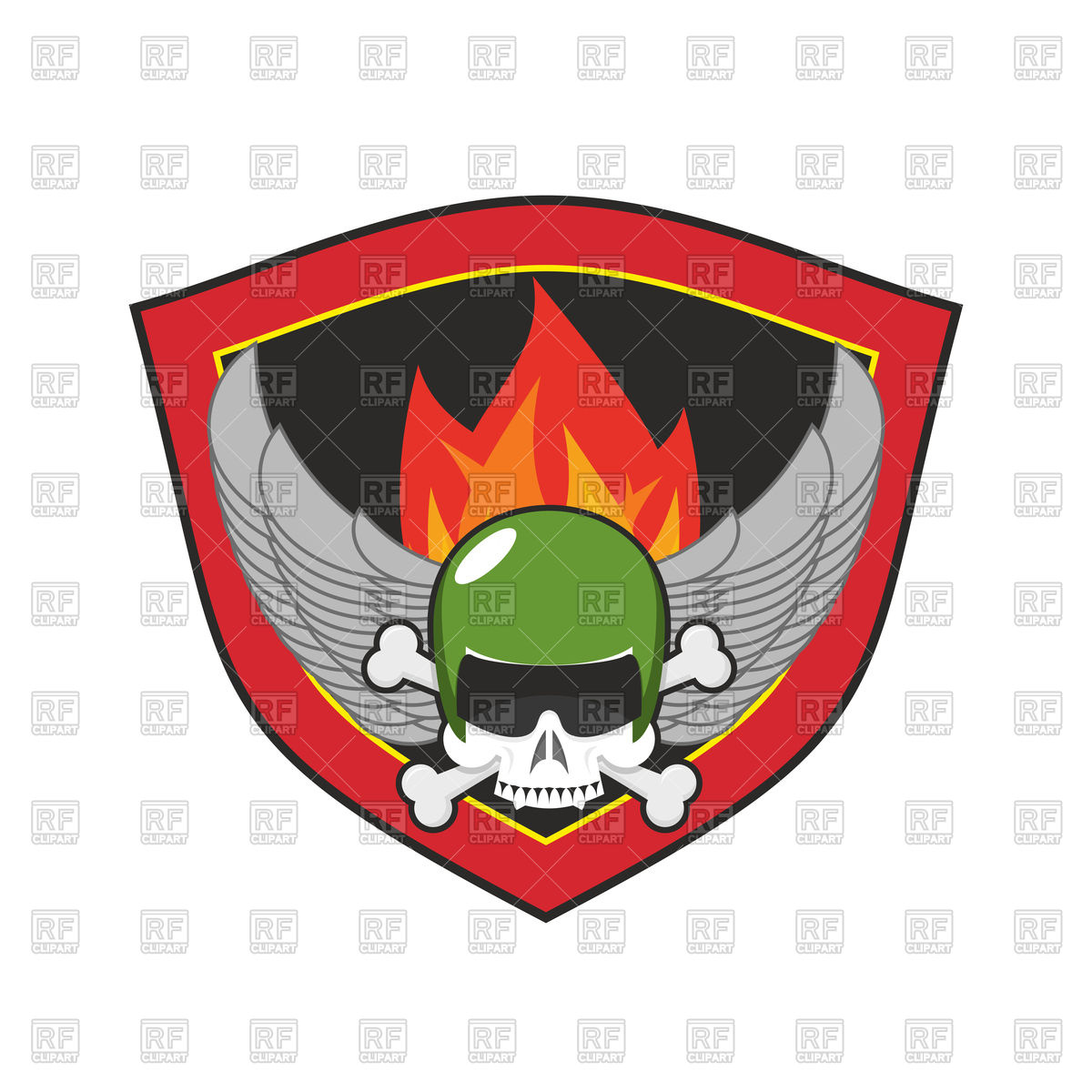 1200x1200 Military Emblem Skull In Helmet Vector Image Of Icons