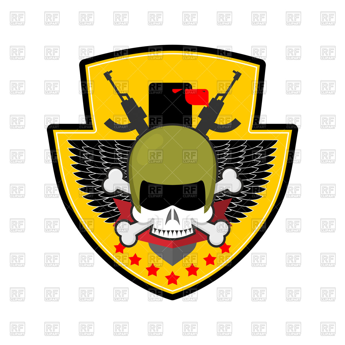 1200x1200 Military Emblem Soldiers Badge Skull In Beret Vector Image