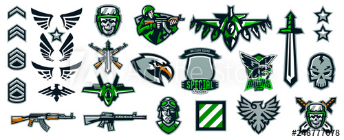 500x204 Set Of Military Emblems Stripes And Badges Military Ranks, Wings