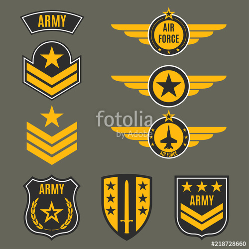 500x500 Army And Military Badge Set Shields With Army Emblem Vector