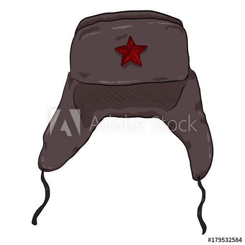 500x500 Vector Cartoon Ussr Winter Military Hat With Star Badge