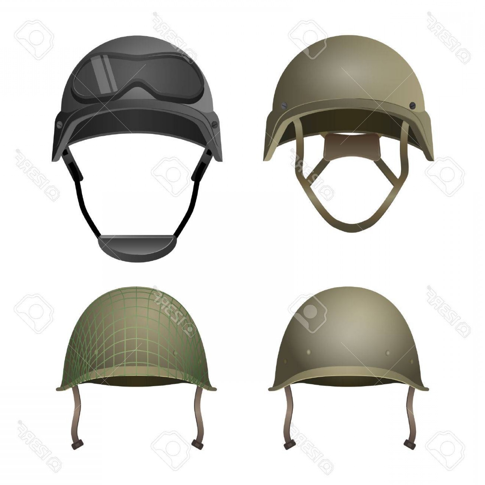 1560x1560 Photostock Vector Set Of Military Helmets Classical With Goggles
