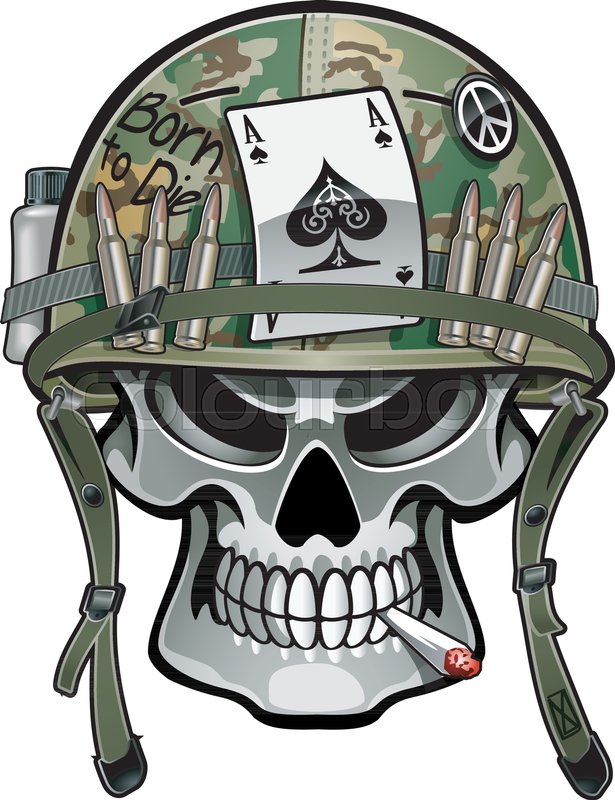 615x800 Skull Wearing Military Helmet Stock Vector Colourbox