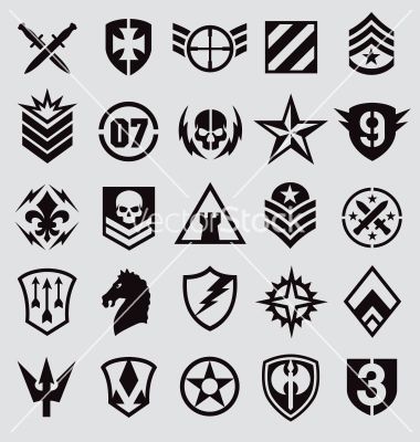 380x400 Military Icons Symbol Set On Gray Vector Logotip Symbol Design