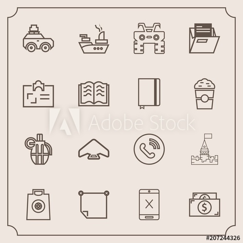 500x500 Modern, Simple Vector Icon Set With Ring, Message, Parachute, Sky