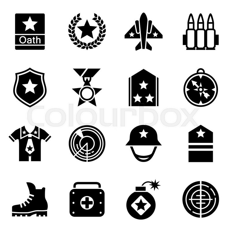 800x800 Vector Military Icon Set Stock Vector Colourbox