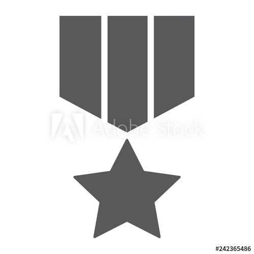 500x500 Military Star Glyph Icon, Label And Army, Insignia Sign, Vector