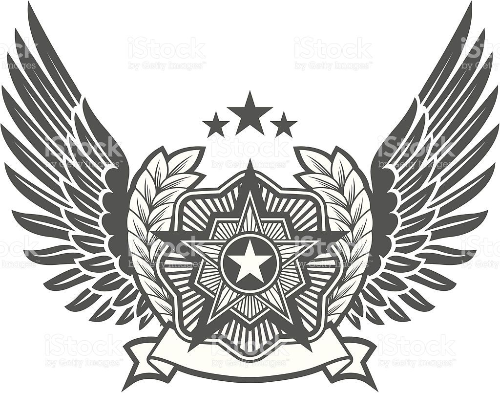 1024x804 Military Style Insignia With Wings And Banner Patches