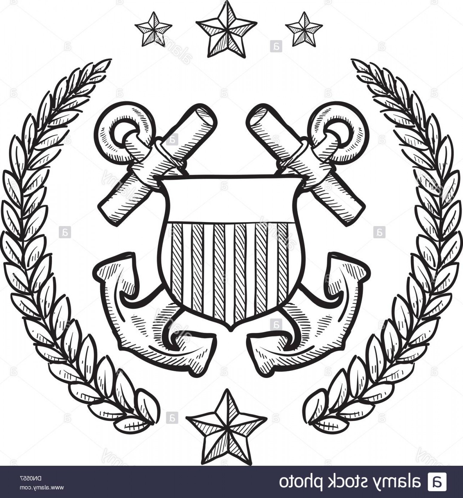 1549x1668 Coast Guard Military Insignia Vector Sketch Image Handandbeak