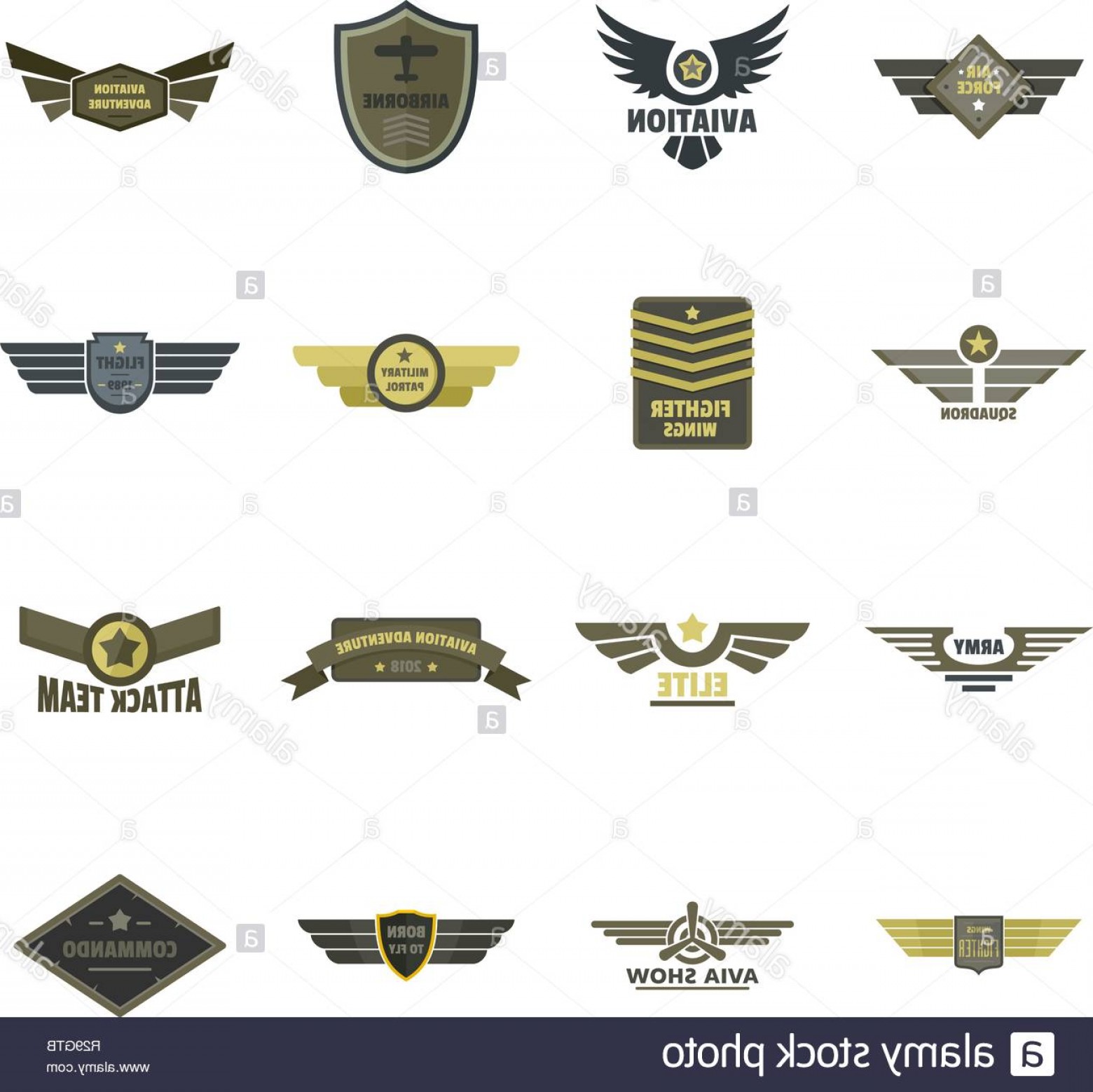 Airforce Navy Military Logo Icons Set Flat Illustration 1560x1558 Airforce Navy Military Logo Icons Set Flat Illustration