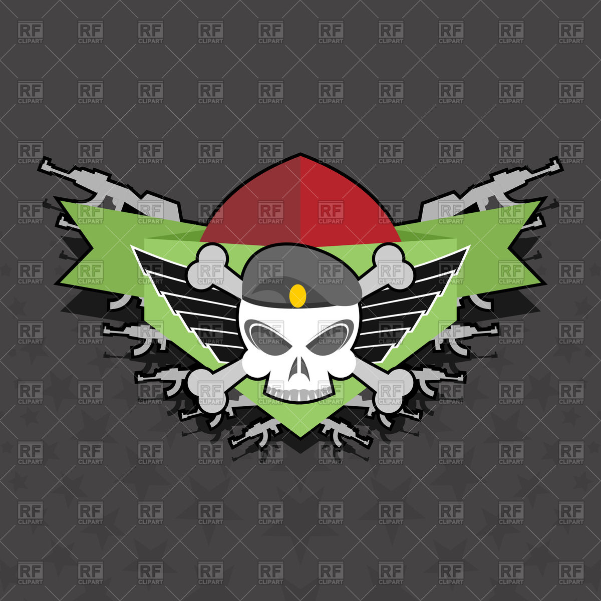 1200x1200 Military Logo Skull With Wings On The Shield Vector Image Of Icons