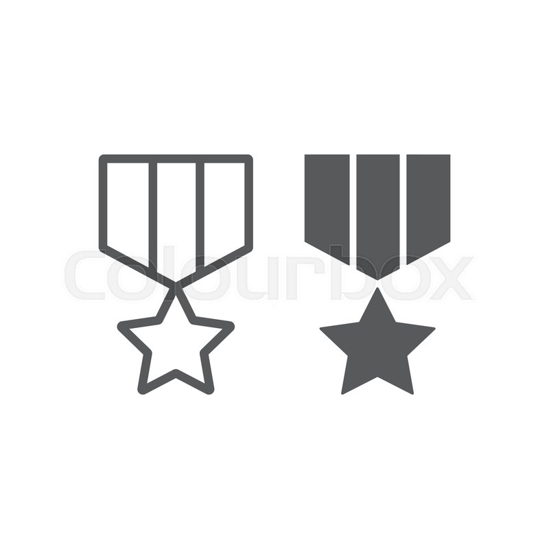 800x800 Military Star Line And Glyph Icon, Stock Vector Colourbox